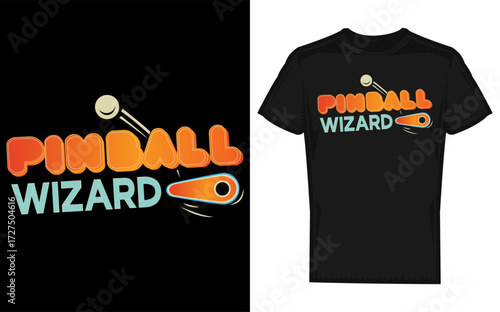 Classic retro pinball machine design with vibrant colors and vintage elements