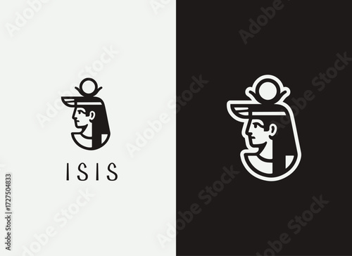 Isis Logo and Illustration, Egyptian Goddess Logo Design, Ancient Egypt Mythology Vector, Isis Illustration, Magic and Healing Deity Symbol, Egyptian Mythological Logo, Pharaoh Era Branding, Goddess I