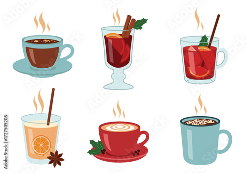 A delightful collection of steaming winter beverages.