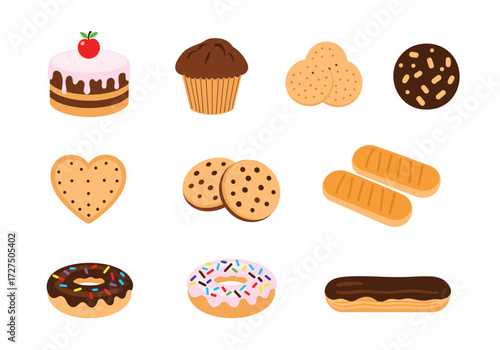 Collection of delicious baked goods and desserts.