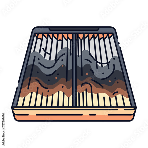 Dirty and Clogged Automotive Air Filter with Visible Contaminants.