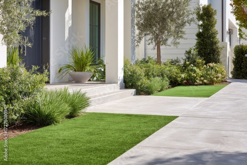 Modern house exterior with landscaping