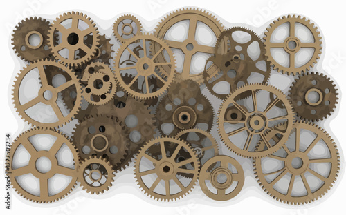 Intricate Arrangement of Cogwheels and Gears Representing Mechanics Engineering and Precise Interlocking Systems Symbolic of Innovation and Progress