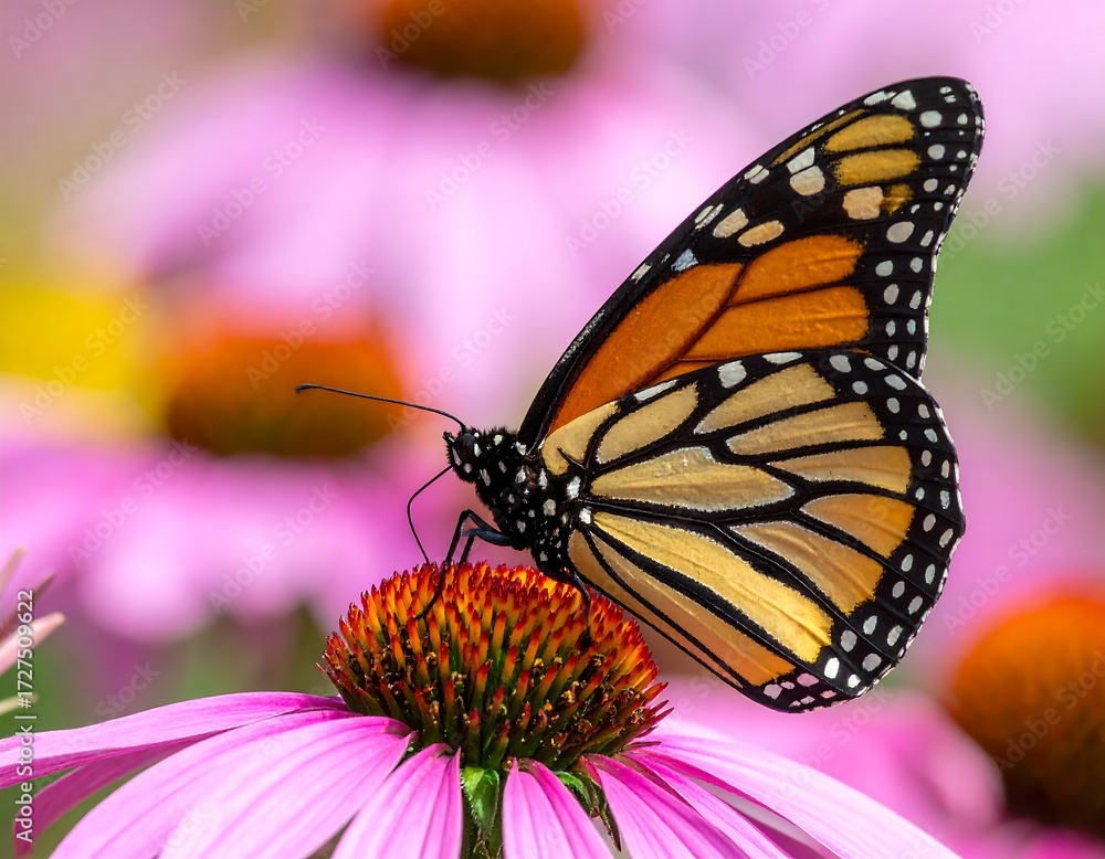 Fototapeta premium Monarch butterfly on a pink flower (1)