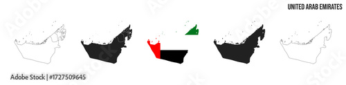 United Arab Emirates map set. Map of United Arab Emirates with flag.  Vector EPS 10