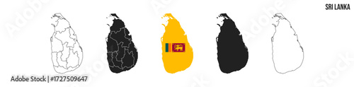 Sri lanka map set. Map of Sri Lanka with flag.  Vector EPS 10