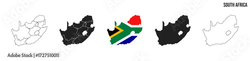 South Africa map set. Map of South Africa   with flag.  Vector EPS 10