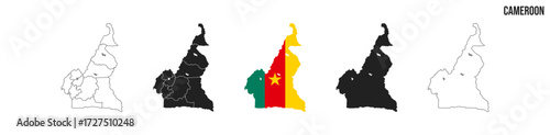 Cameroon map set. Map of Cameroon with flag.  Vector EPS 10