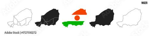 Niger map set. Map of Niger with flag.  Vector EPS 10