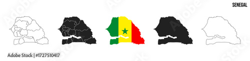 Senegal map set. Map of Senegal with flag.  Vector EPS 10