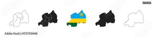 Rwanda map set. Map of Rwanda with flag.  Vector EPS 10