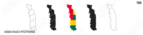 Togo map set. Map of Togo with flag.  Vector EPS 10