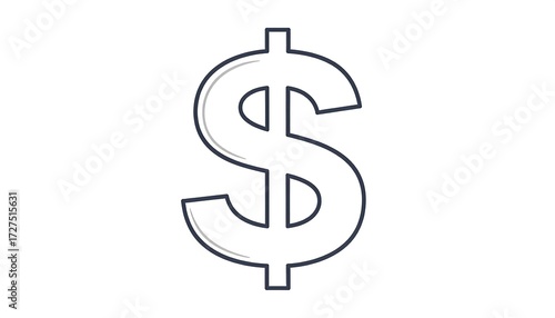 Dollar sign outline illustration on white background