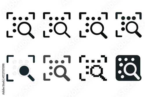 Pattern Recognition Icons. Pattern Recognition Styles silhouette set : flat pattern recognition icon, outline pattern recognition icon, bold pattern