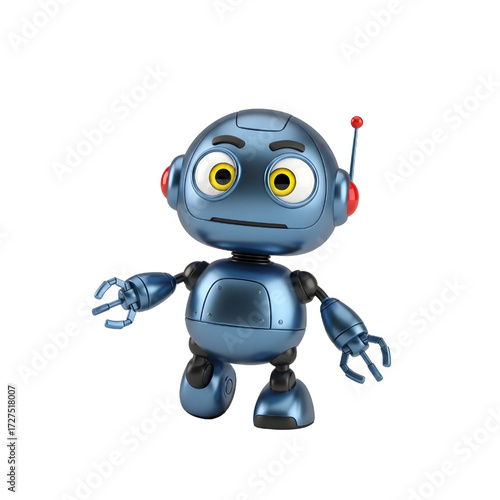 Cute 3D robot isolated on white background
