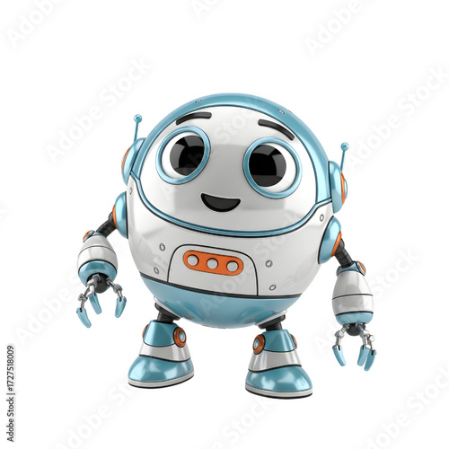 Cute 3D robot isolated on white background