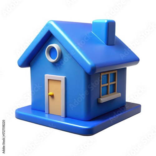 Charming blue house icon isolated on white for real estate and property concepts isolated on white background