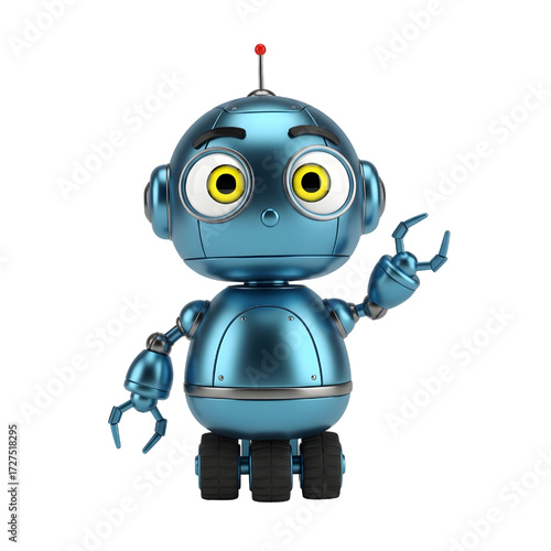 Cute 3D robot isolated on white background