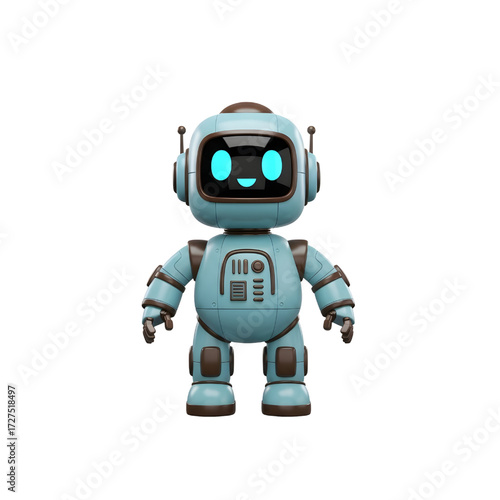 Cute 3D robot isolated on white background