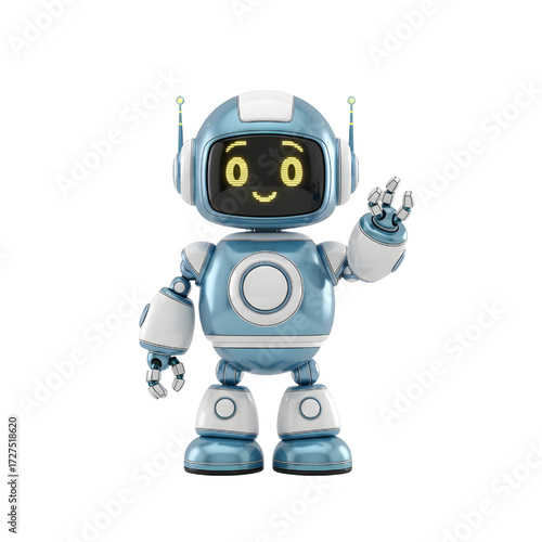 Cute 3D robot isolated on white background