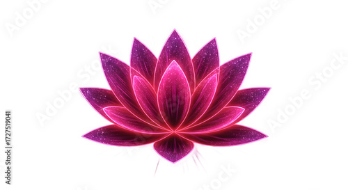 Glowing Pink Lotus Flower on Black Background png clear alpha channel cutout isolated on transparent background