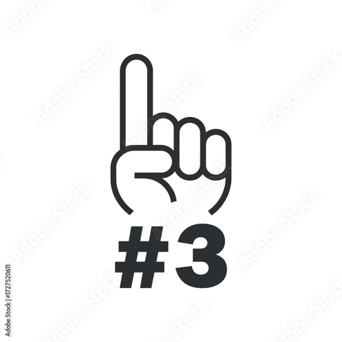 Number Three Hand Sign Gesture Vector Graphic Icon Fan Gesture Competition Design