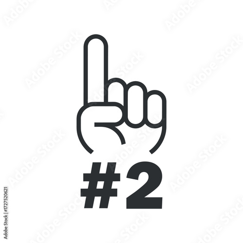 Number Two Fan Hand Sign Icon Vector Artwork Sports Victory Gesture Graphic