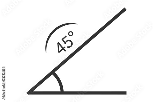 Illustration of a 45 degree angle, a fundamental concept in geometry and trigonometry, often used in mathematics and engineering