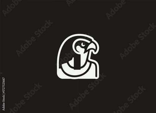 Horus Logo and Illustration, Egyptian God Logo Design, Ancient Egypt Mythology Vector, Horus Illustration, Sky Deity Symbol, Egyptian Mythological Logo, Pharaoh Era Branding, Falcon God Horus Artwork,