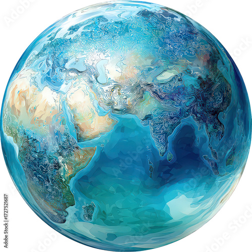 Blue And Green Earth Globe On Transparent Background