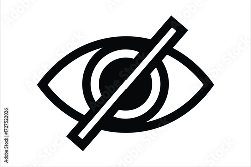 Illustration of an eye with a line through it, representing privacy, hidden, or restricted access, often used in security and user interface design