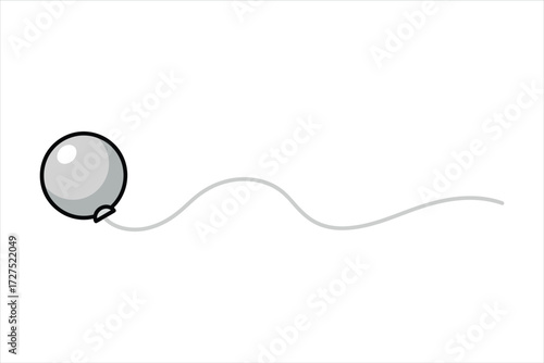 Vector art of a single gray balloon with a string, floating gently in the air, creating a sense of lightness, joy, and celebration for any occasion