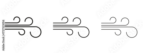 Wind icons in thin line symbols with editable strokes