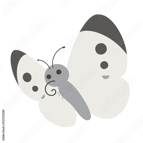 かわいいモンシロチョウが飛んでいるイラスト