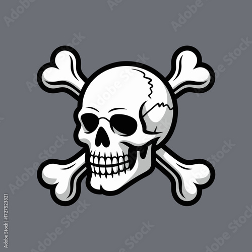 Skull and crossbones symbol for piratethemed designs. Perfect for logos, halloween decorations, posters, and tshirt prints. Bold pirate insignia.