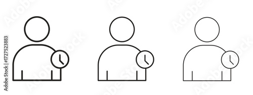 User time icons in thin line symbols with editable strokes