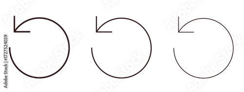 Undo icons in thin line symbols with editable strokes