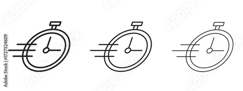 Time fast icons in thin line symbols with editable strokes