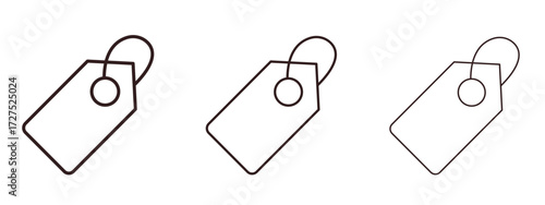 Tags icons in thin line symbols with editable strokes