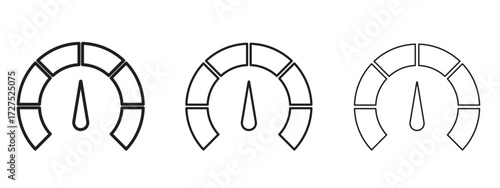 Tachometer icons in thin line symbols with editable strokes