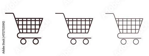 Shopping icons in thin line symbols with editable strokes