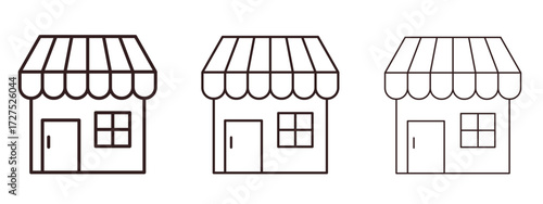 Shop icons in thin line symbols with editable strokes