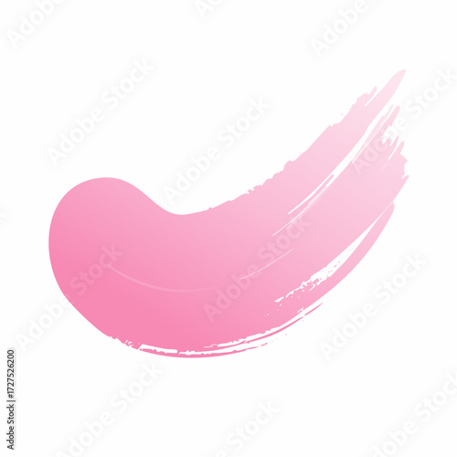 Delicate curved pink cosmetic swatch of lipstick or cream blush with a textured brush stroke finish.