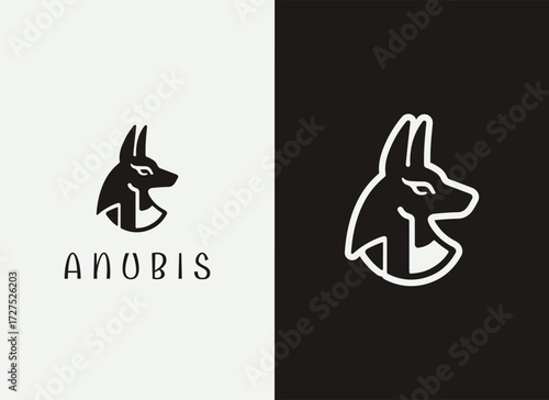 Anubis Logo and Illustration, Egyptian God Logo Design, Ancient Egypt Mythology Vector, Anubis Illustration, Death and Afterlife Deity Symbol, Egyptian Mythological Logo, Pharaoh Era Branding, Jackal 