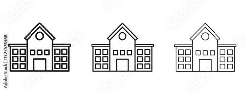 school icons in thin line symbols with editable strokes