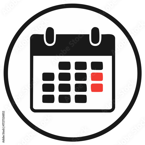 Calendar icon appointment reminder schedule event date planning time management tasks organization monthly planner day red marked