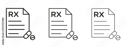 RX icons in thin line symbols with editable strokes