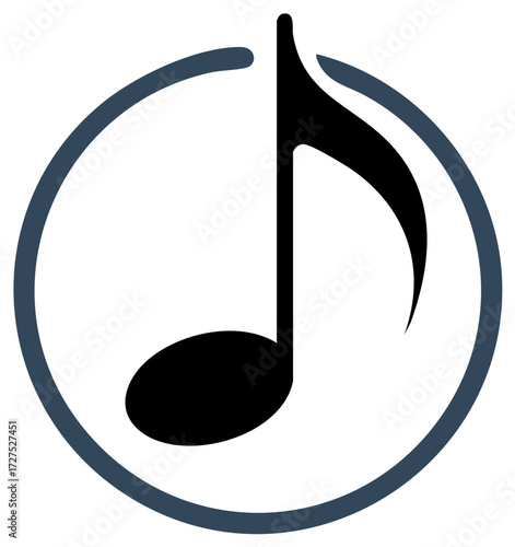 Black Musical Note Inside a Blue Circle