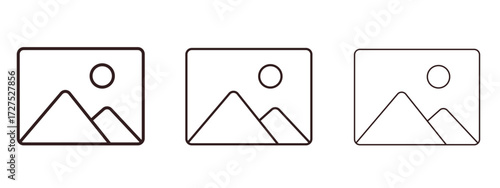 Picture icons in thin line symbols with editable strokes