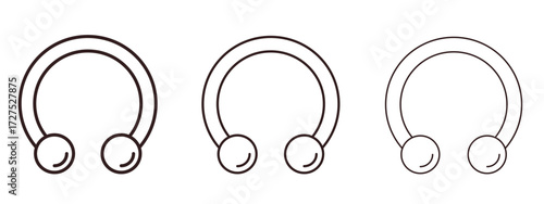Piercing icons in thin line symbols with editable strokes